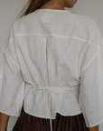 ROMY - WHITE Wrap Ramie Top