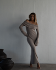 JOLIE - FAWN Cowl Neckline Dress