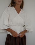 ROMY - WHITE Wrap Ramie Top
