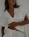 ONDINE - WHITE Scalloped Ramie Blouse