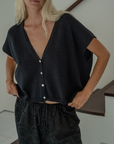 CELINE - BLACK Buttoned Knit Top