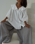 YOLLIE - WISTERIA Linen Gingham Voluminous Pant