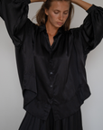 NINA - BLACK Silk Blouse