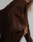 NINA - BURGUNDY Silk Blouse