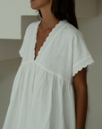 ONNI MINI - WHITE Scalloped Ramie Dress