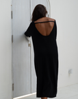ANGEL DRESS - BLACK Open-Back Knit