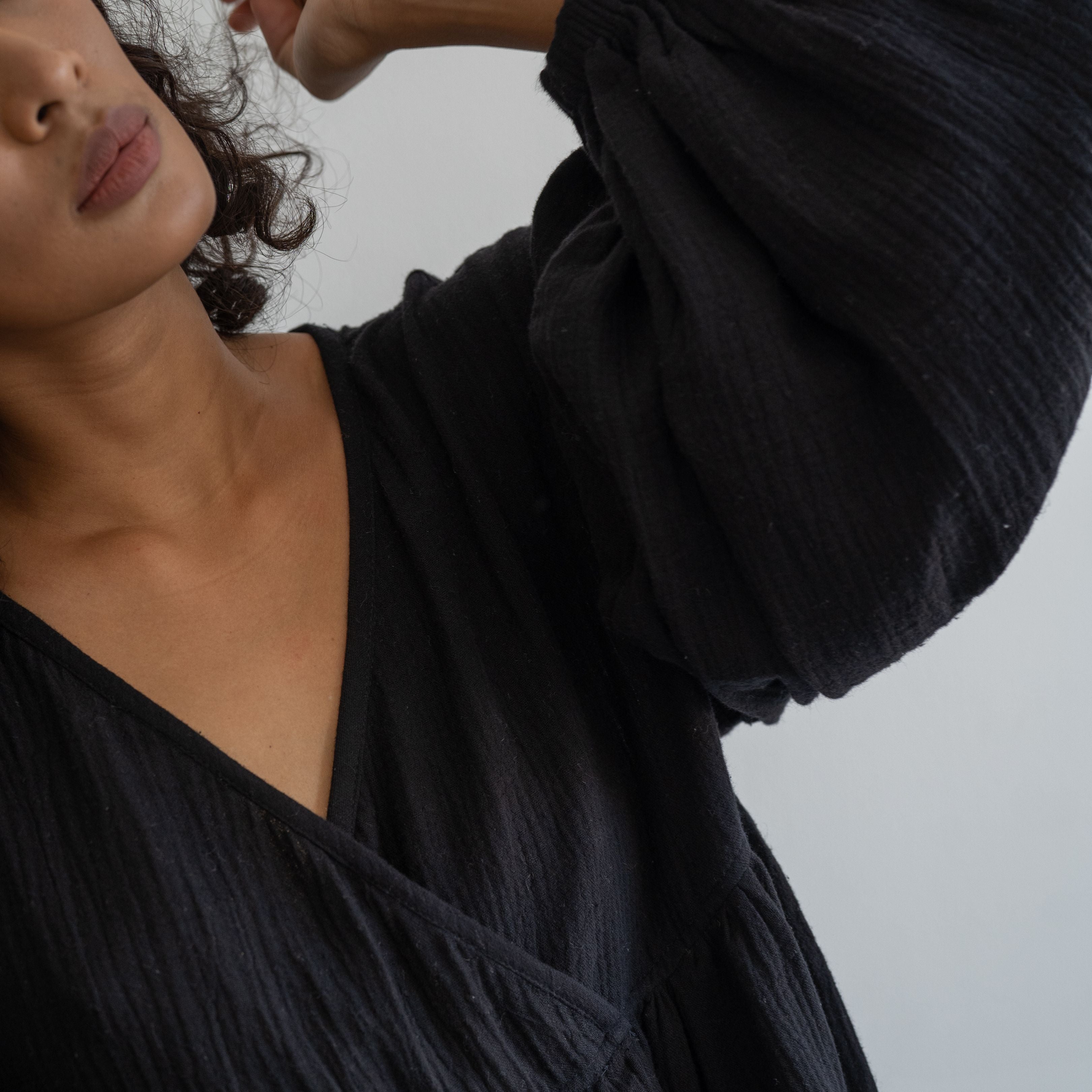 PALOMA- Black Crinkle Dress