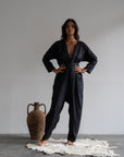 IRIS - BLACK Linen Jumpsuit