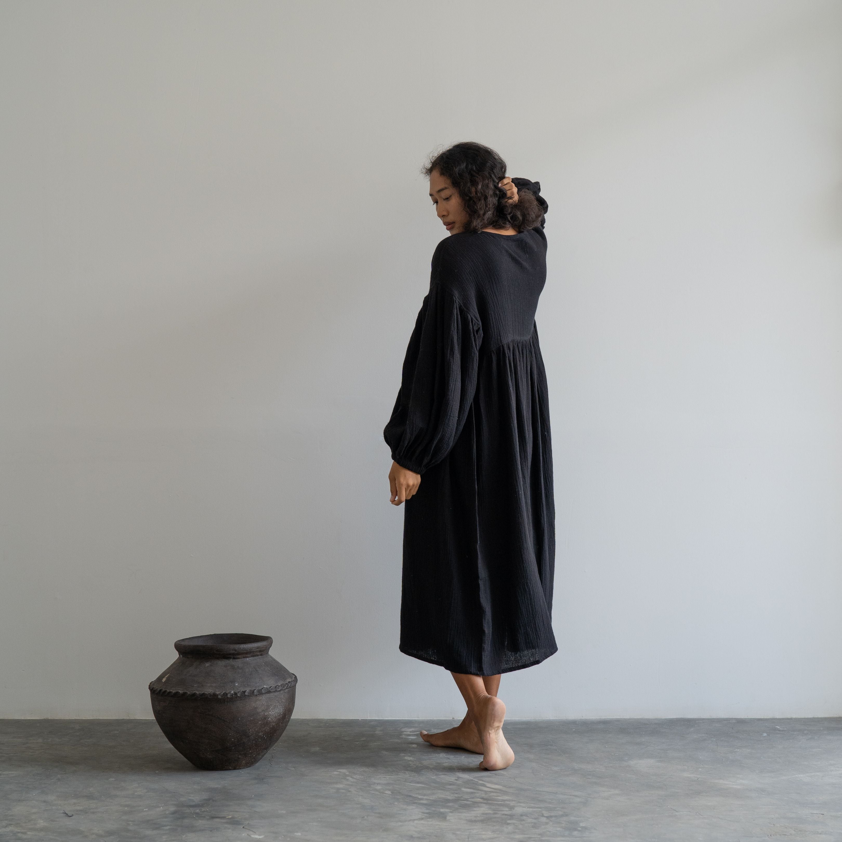 PALOMA- Black Crinkle Dress