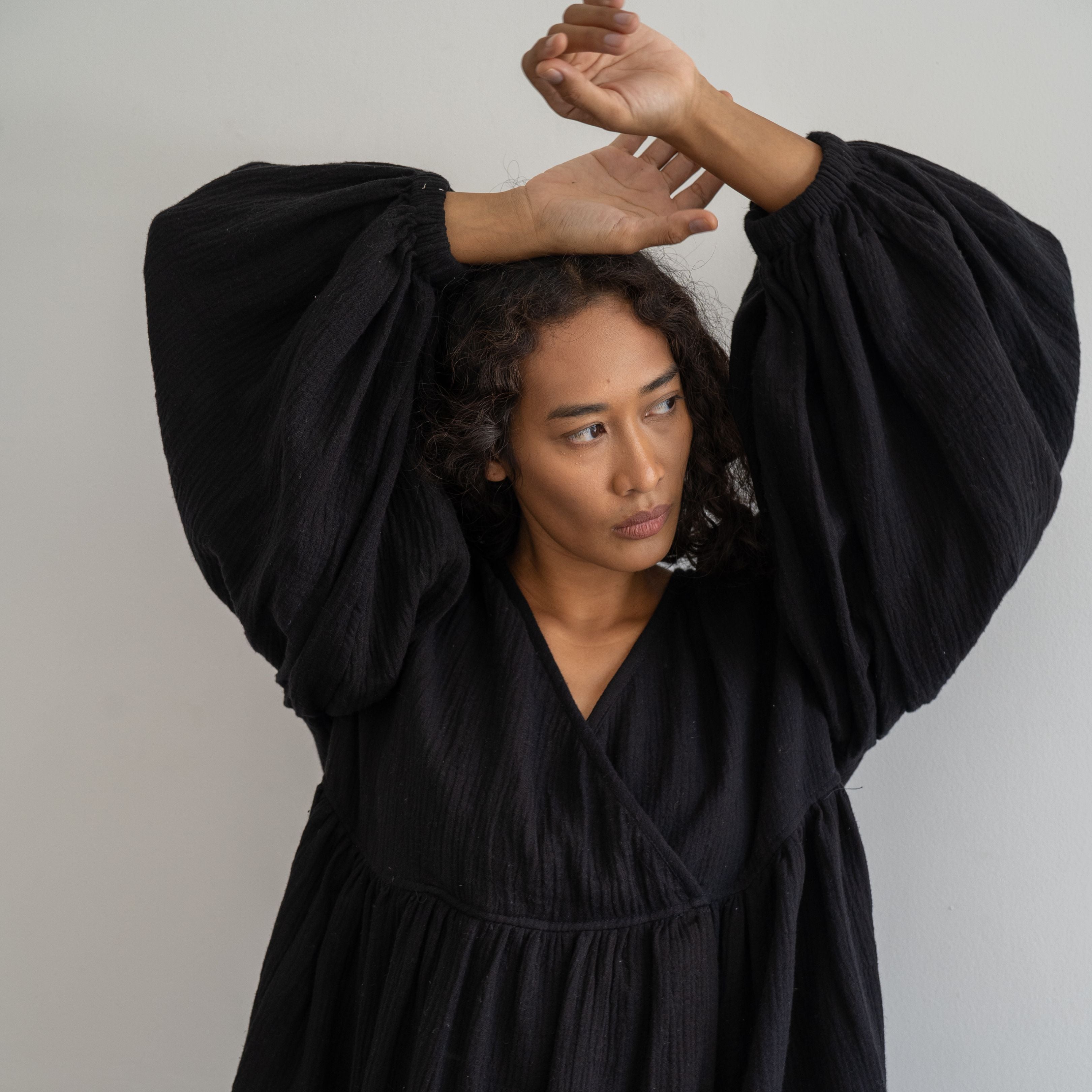 PALOMA- Black Crinkle Dress