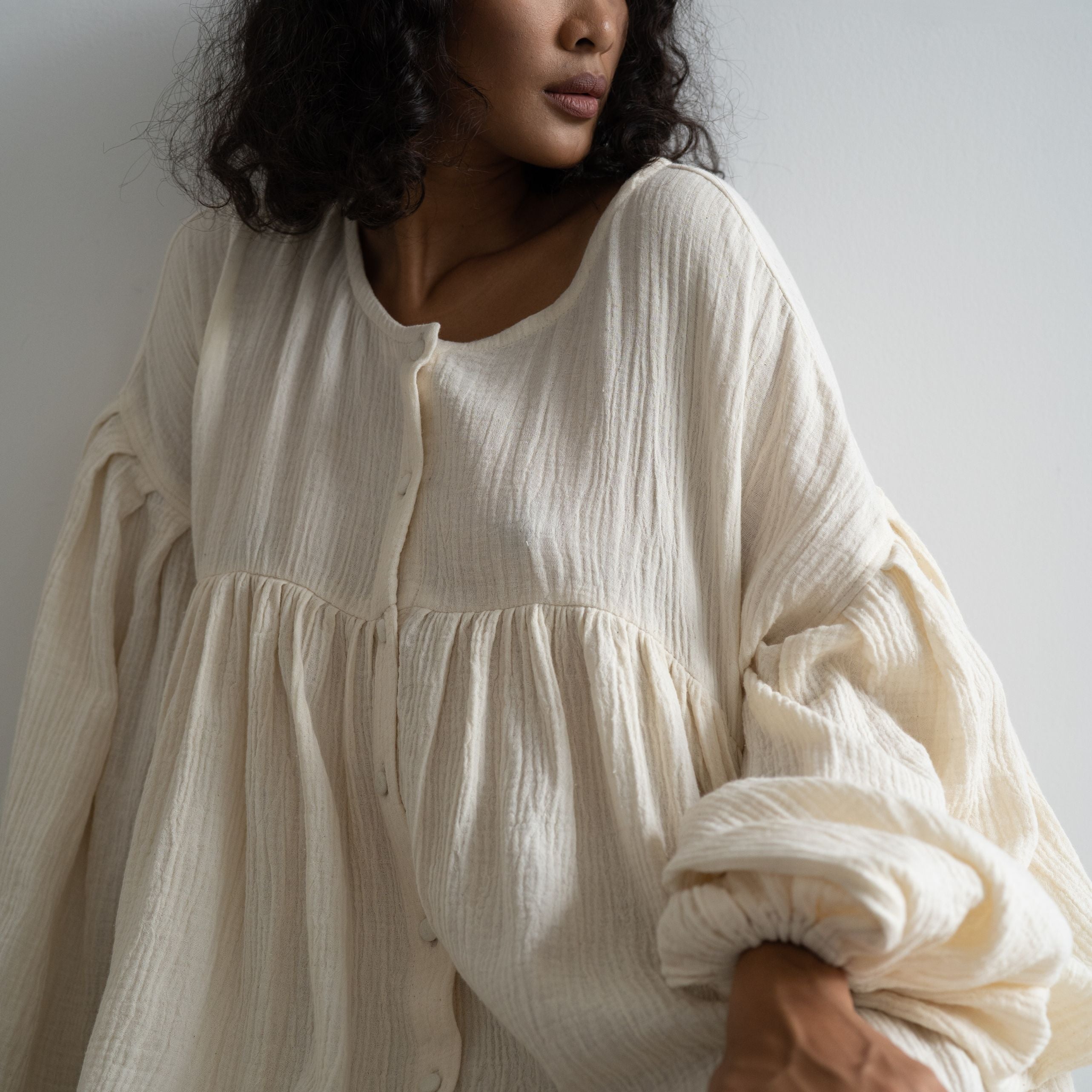 FIELDS MAXI- Oat Crinkle Dress