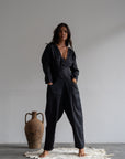 IRIS - BLACK Linen Jumpsuit