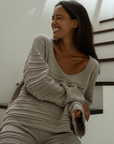 ALMA - FAWN Textured Knit Sweater