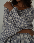 Pre-Order JOSIE - Linen Gingham Voluminous Blouse