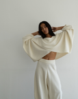 OPHELIA- Cream Knit Cross Sweater