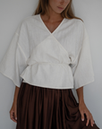 ROMY - WHITE Wrap Ramie Top