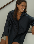 POPLIN - BLACK Lace Trim Shirt
