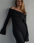 JOLIE - BLACK Cowl Neckline Dress