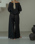 CELESTE - BLACK Broderie Pants