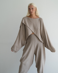 OPHELIA - Fawn Knit Cross Sweater