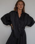 NINA - BLACK Silk Blouse