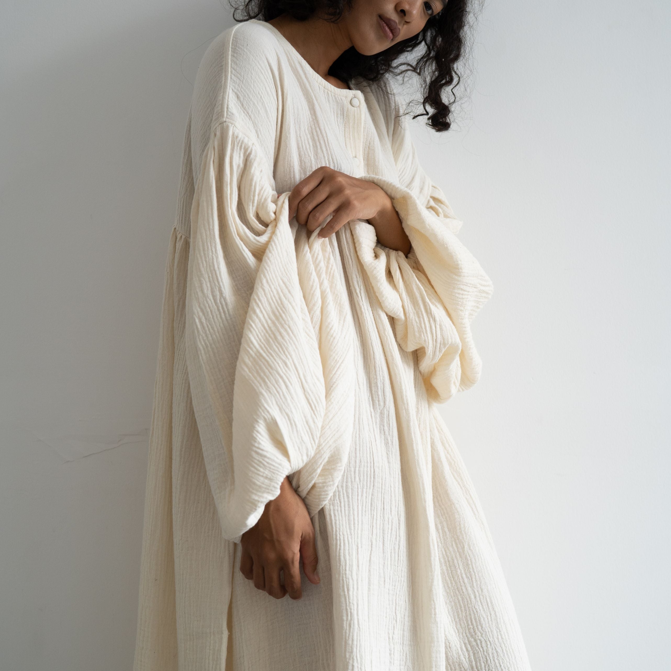 FIELDS MAXI- Oat Crinkle Dress