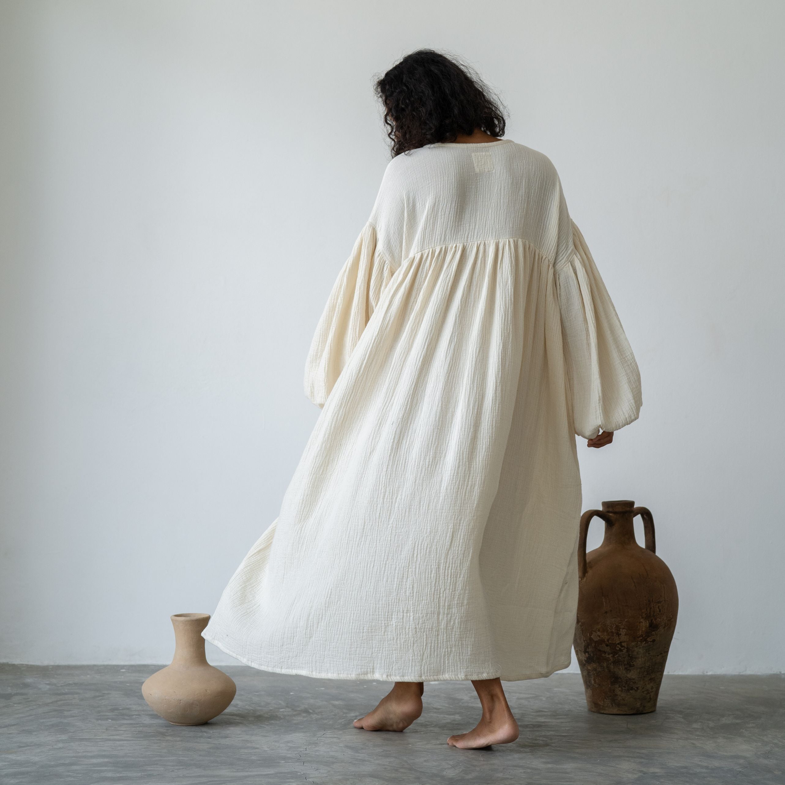 FIELDS MAXI- Oat Crinkle Dress