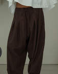 MARLO PLEAT - CHOCOLATE Ramie Pant