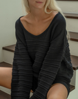 ALMA - BLACK Textured Knit Sweater