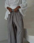 YOLLIE - WISTERIA Linen Gingham Voluminous Pant