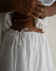 WILLOW SKIRT - WHITE Linen Lace Trim