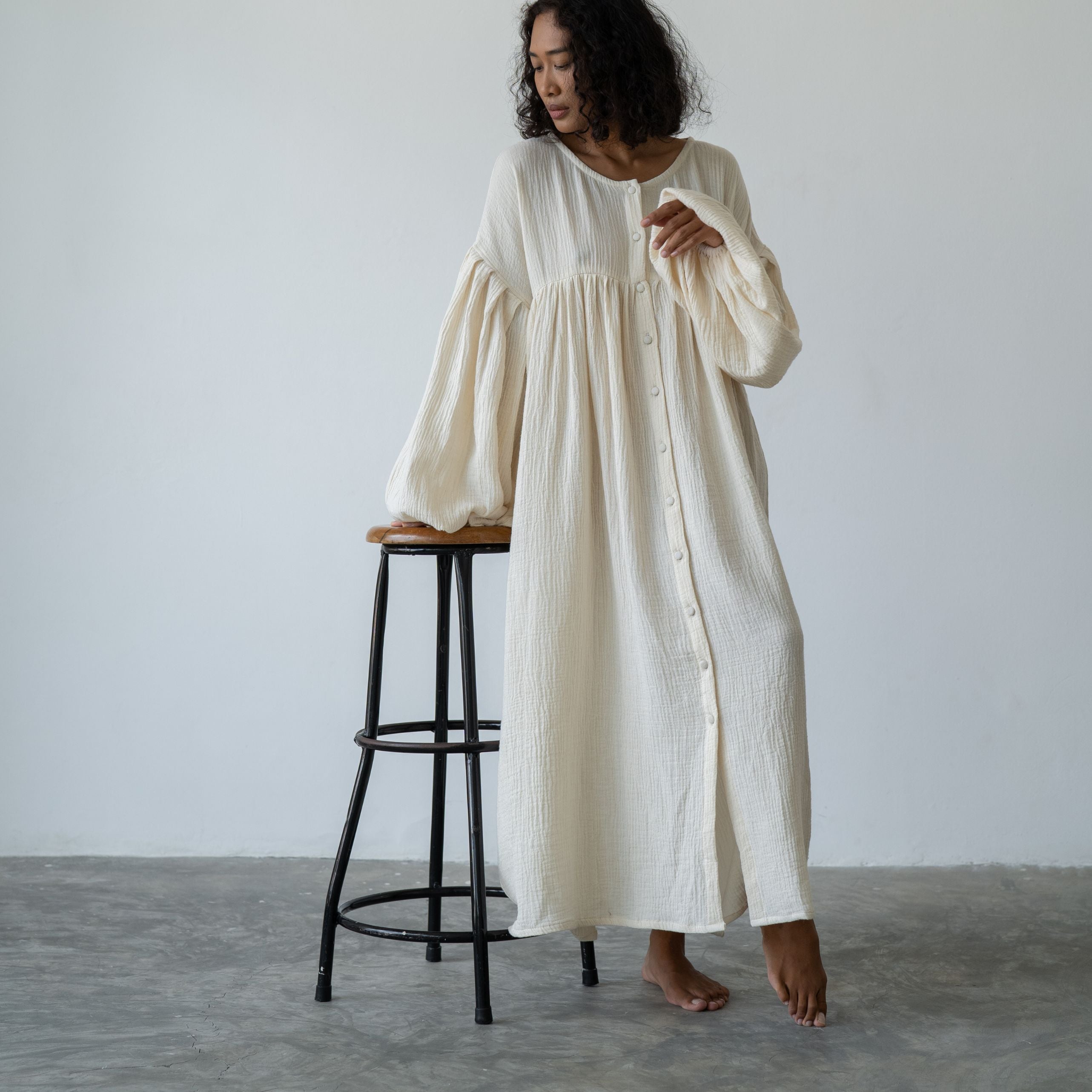 FIELDS MAXI- Oat Crinkle Dress