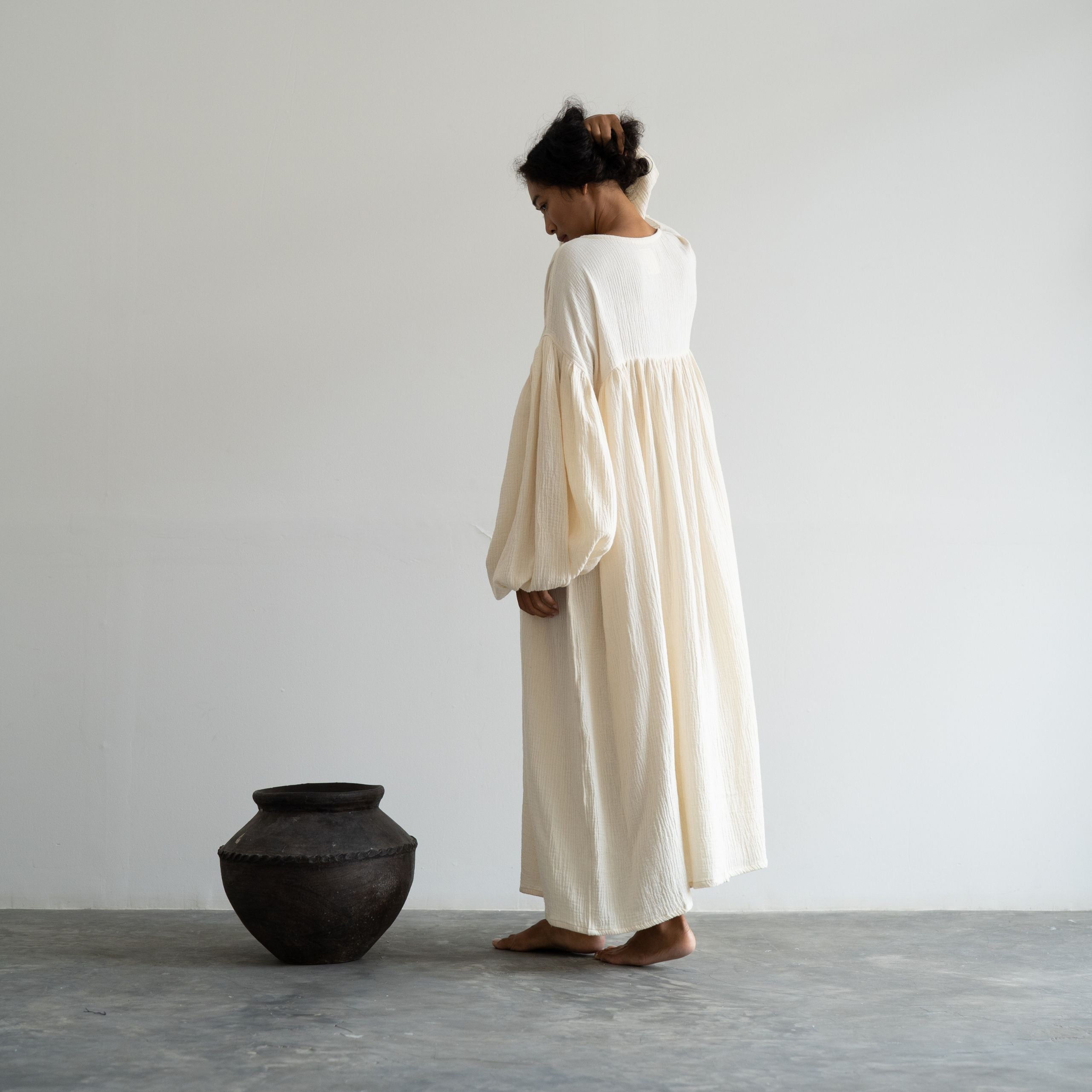 FIELDS MAXI- Oat Crinkle Dress