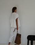 ONDINE - WHITE Scalloped Ramie Blouse