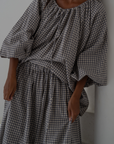 YOLLIE - WISTERIA Linen Gingham Voluminous Pant