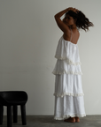 WILLOW SKIRT - WHITE Linen Lace Trim
