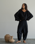 OPHELIA - Black Knit Cross Sweater