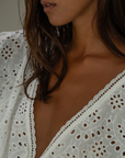 LUNA - WHITE Broderie Blouse