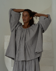 Pre-Order JOSIE - Linen Gingham Voluminous Blouse