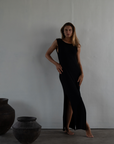 THEA - BLACK Scoop Back Knit Dress