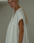 ONNI MIDI - WHITE Scalloped Ramie Dress
