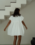 ONNI MINI - WHITE Scalloped Ramie Dress