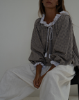 ESME - WISTERIA Gingham & Lace Blouse