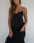 CAMILLE - BLACK Mulberry Silk Slip