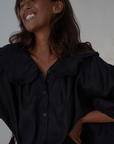 LILIANNE - BLACK Linen Blouse