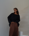 ANGEL SWEATER - BLACK Open-Back Knit