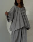 Pre-Order JOSIE - Linen Gingham Voluminous Blouse