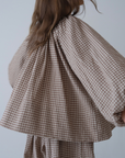 JOSIE - CINNAMON Linen Gingham Voluminous Blouse