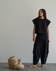 ELKE - BLACK Knit Volume Pant