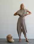 ELKE - FAWN Knit Volume Pant